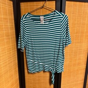 Striped Green and White Top